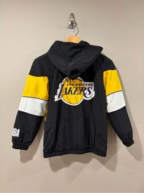 Los Angeles Lakers NBA Hooded Pullover Windbreaker Jacket Black Gold